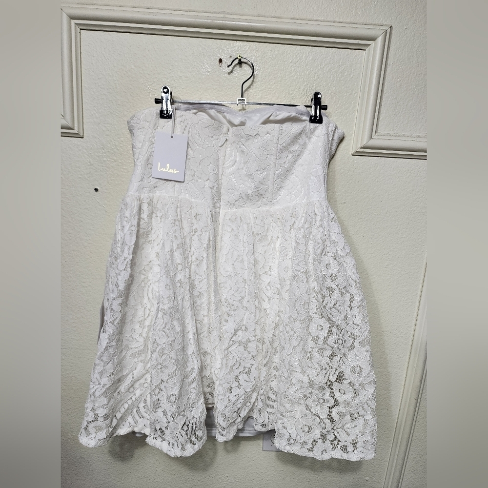 Lulus Ciana White Lace Bustier Mini Dress XL Wedding Bridal Party Feminine - Picture 8 of 9